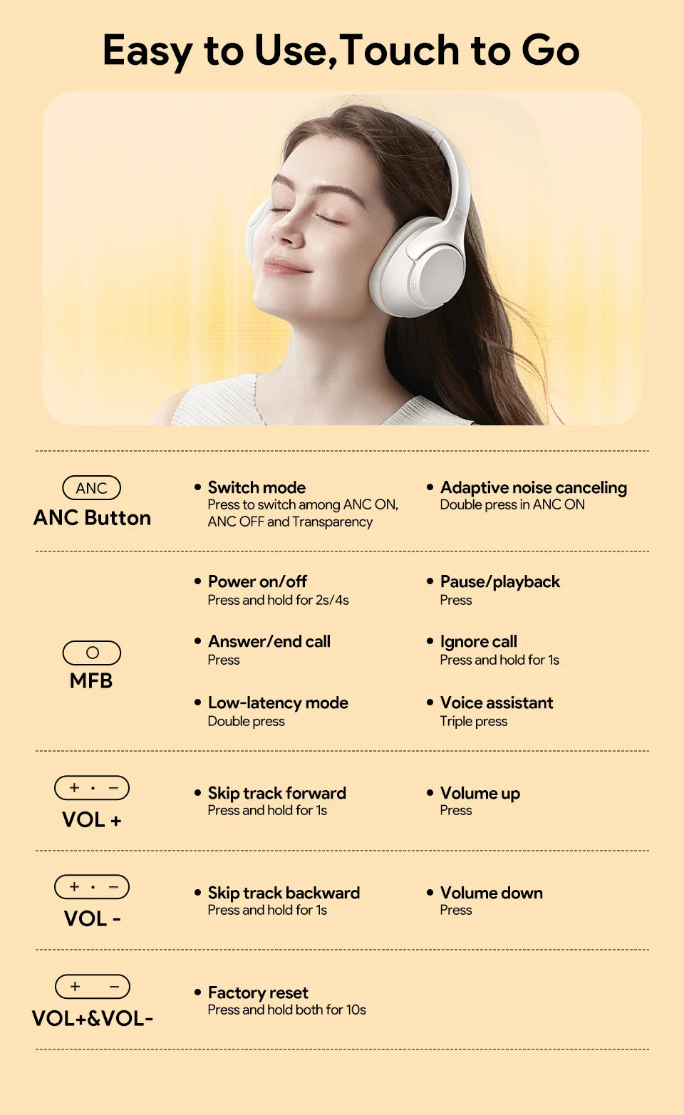 QCY H3 ANC Bluetooth 5.4 Wireless Headphones