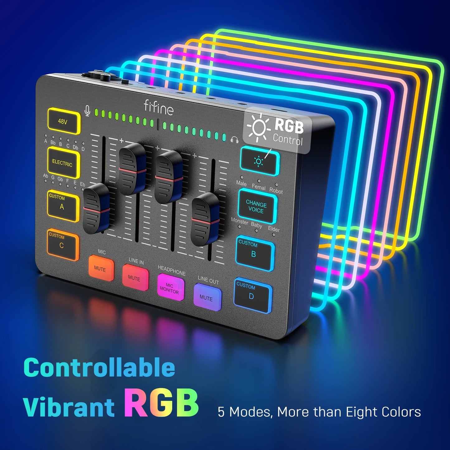 FIFINE SC3 4‑Channel RGB Gaming Mixer