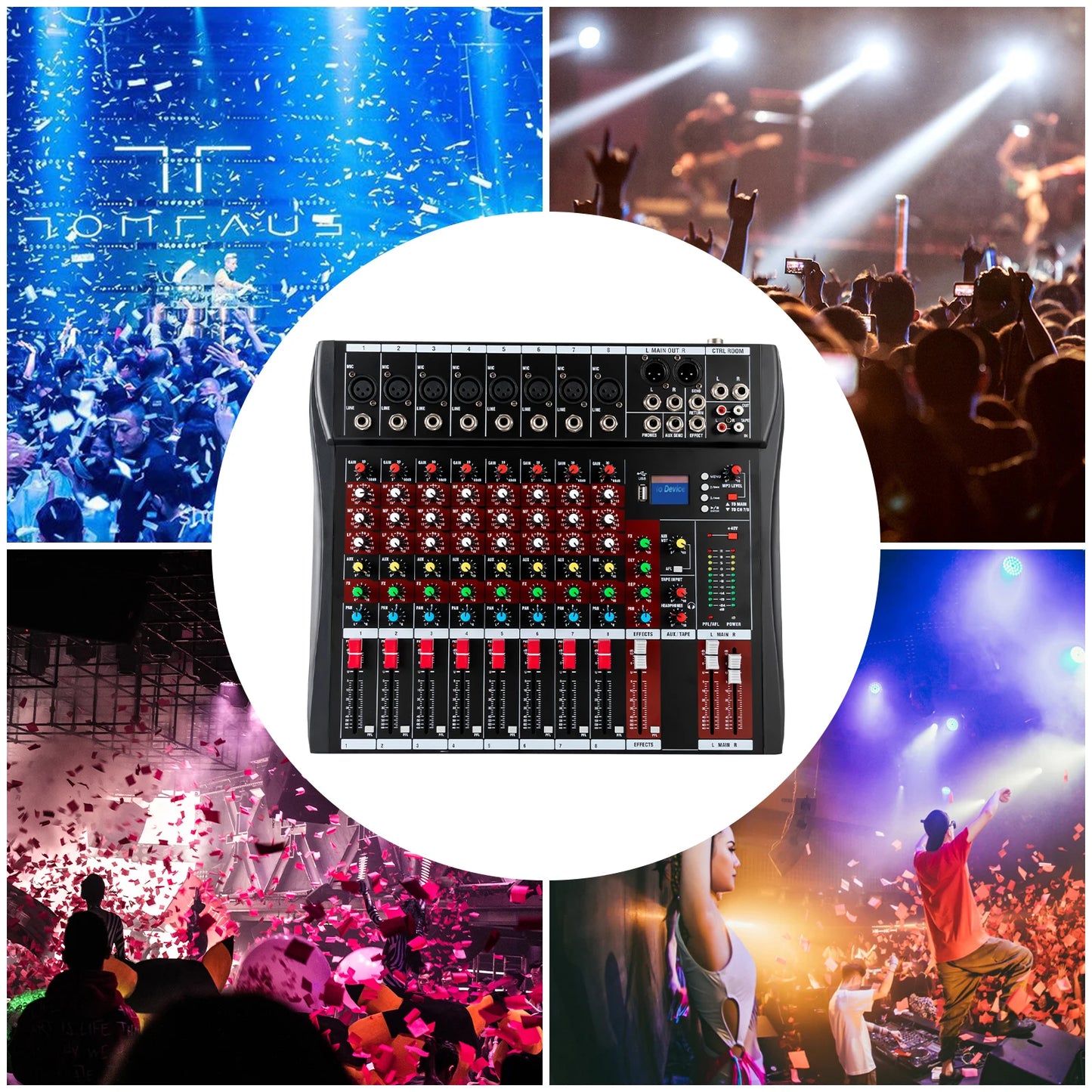 8-Channel Bluetooth Audio Mixer Console