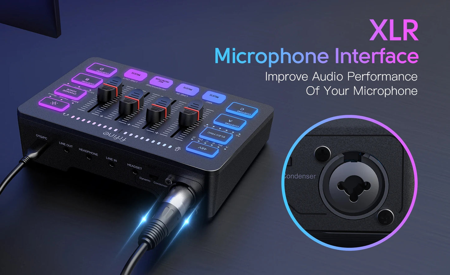 FIFINE SC3 4‑Channel RGB Gaming Mixer