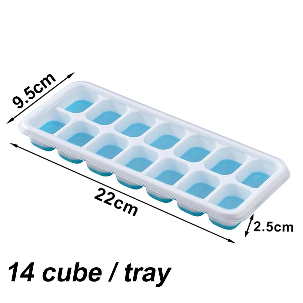 Silicone Ice Cube Tray with Lid – 14 Square Cubes