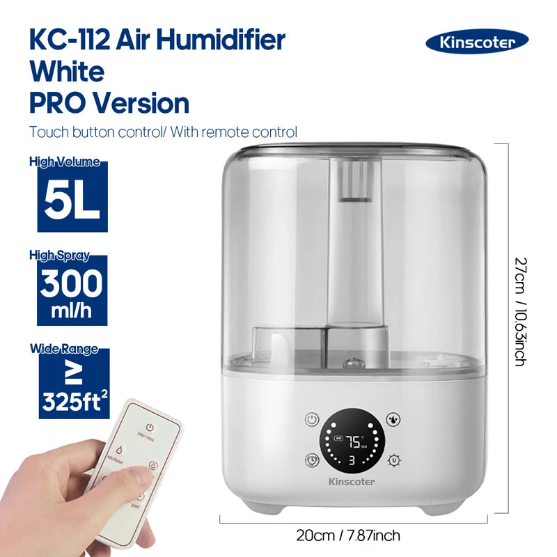 KINSCOTER 3L Large Air Humidifier with Remote & Timer