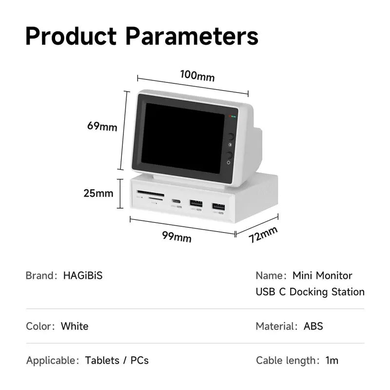 Hagibis 3.5" Mini IPS Screen with USB-C Hub