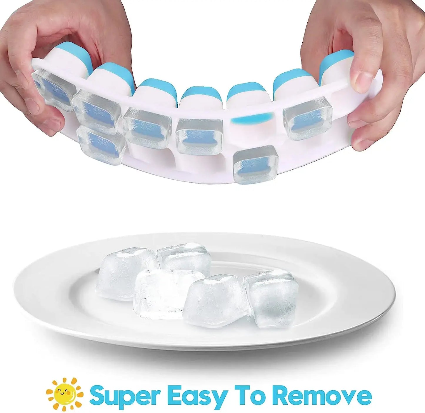 Silicone Ice Cube Tray with Lid – 14 Square Cubes