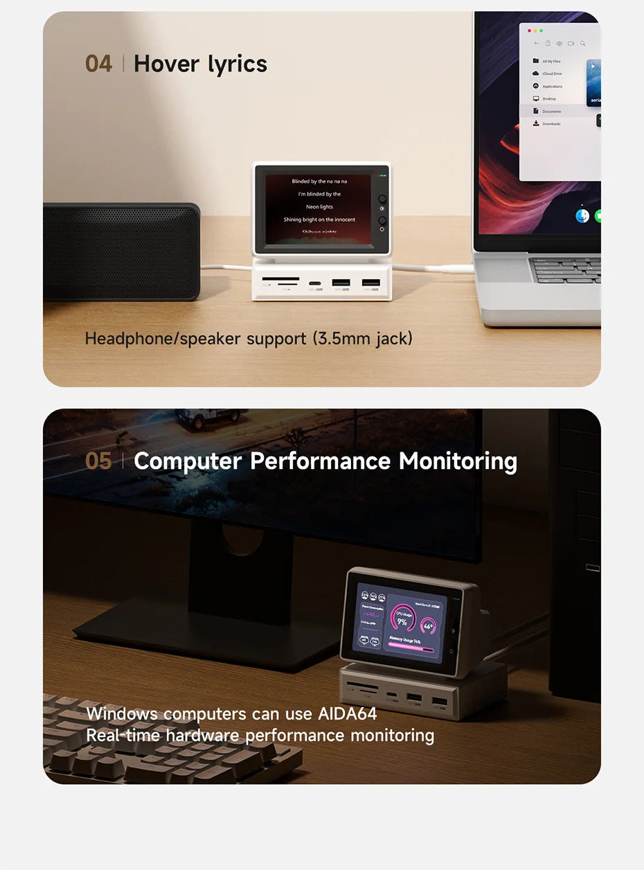 Hagibis 3.5" Mini IPS Screen with USB-C Hub