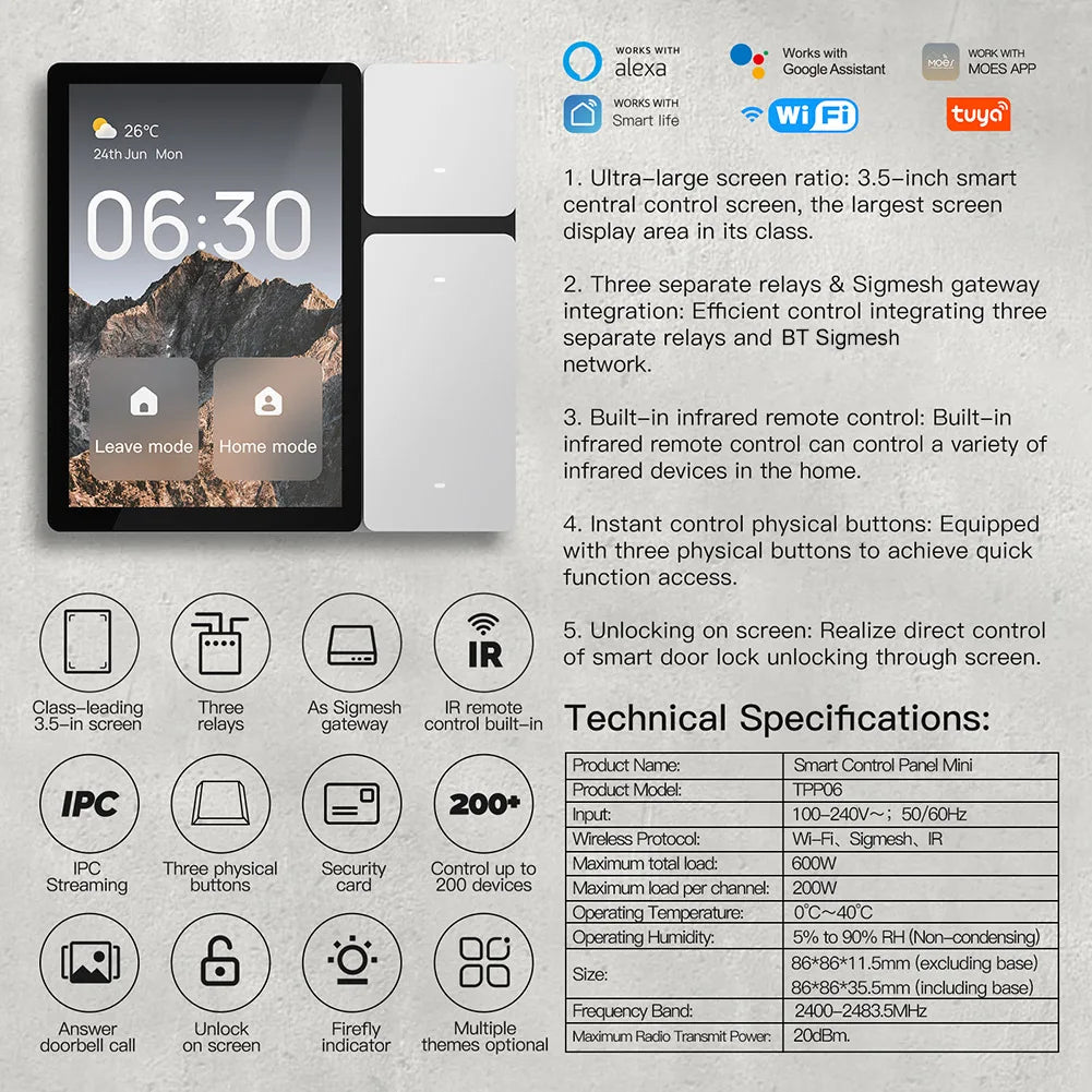 Tuya WiFi Smart Control Panel 3.5"