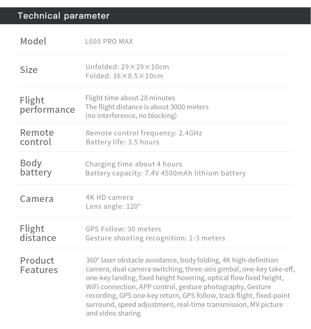 L600 PRO MAX 2025 GPS 4K Dual-Camera Drone