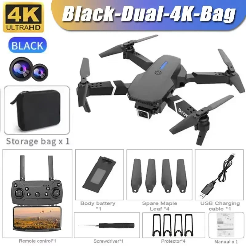 π Professional E88 Drone β 4K Wide-Angle Camera | Foldable RC FPV Quadrotor