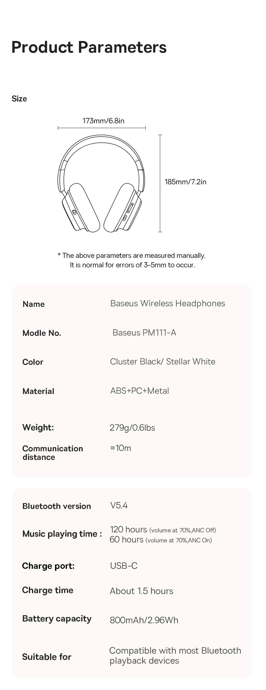 Baseus Bowie H1s Wireless Noise-Canceling Headphones
