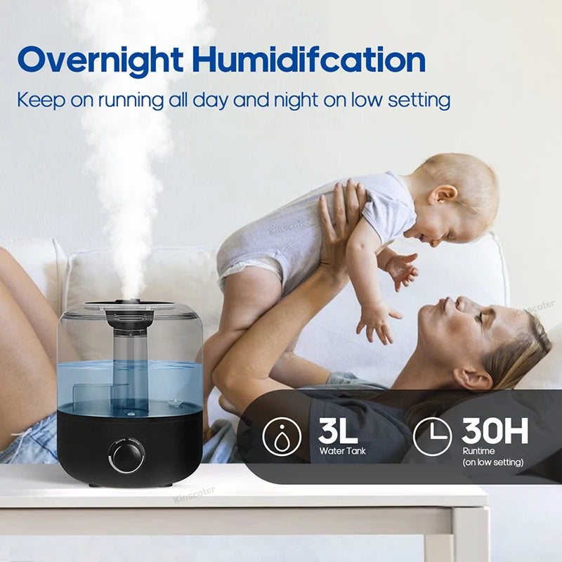 KINSCOTER 3L Large Air Humidifier with Remote & Timer
