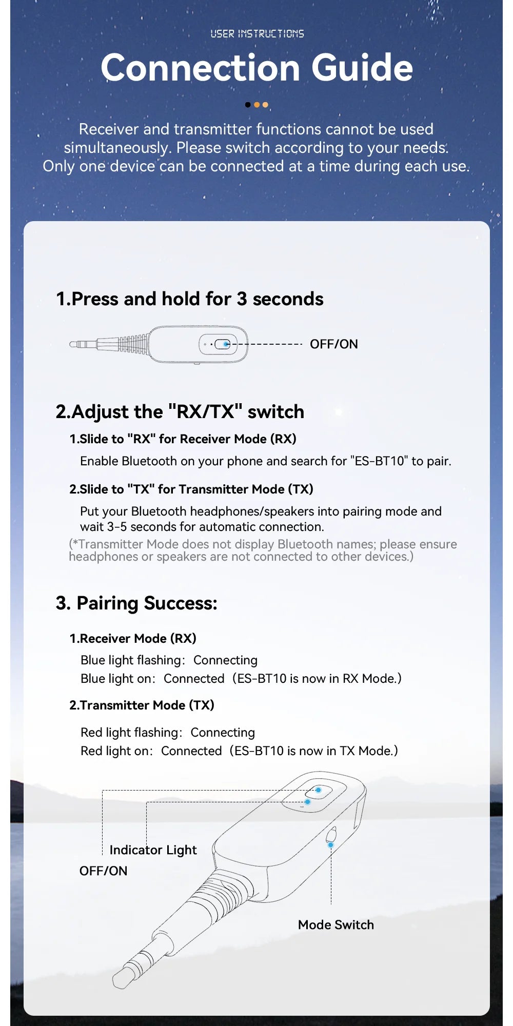 Essager 2-in-1 Bluetooth 5.1 Audio Adapter