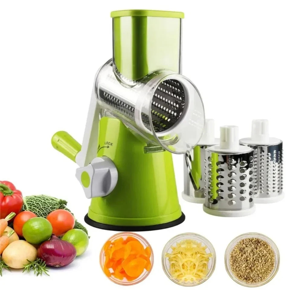 Manual Vegetable Cutter & Slicer with 3 Drums