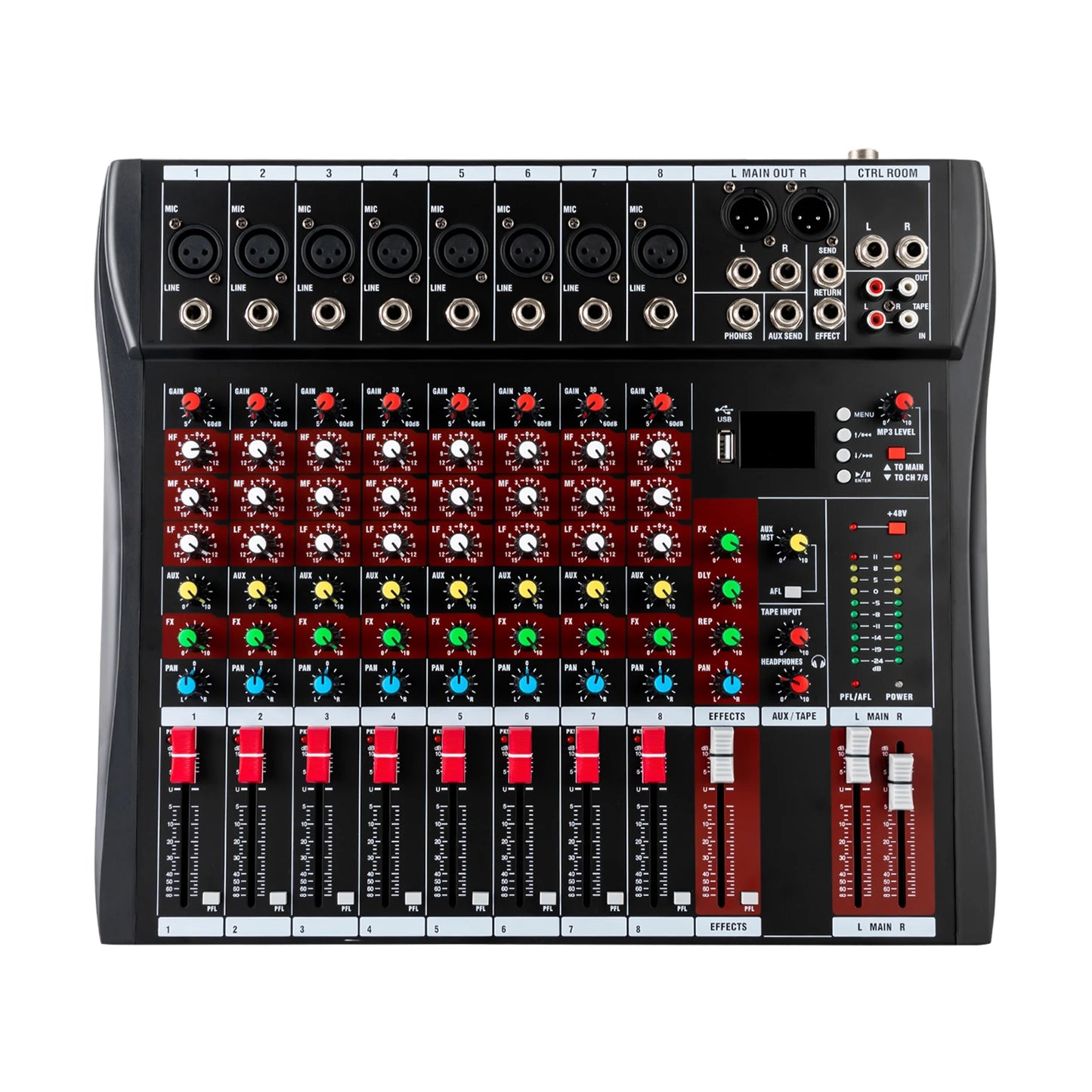 8-Channel Bluetooth Audio Mixer Console