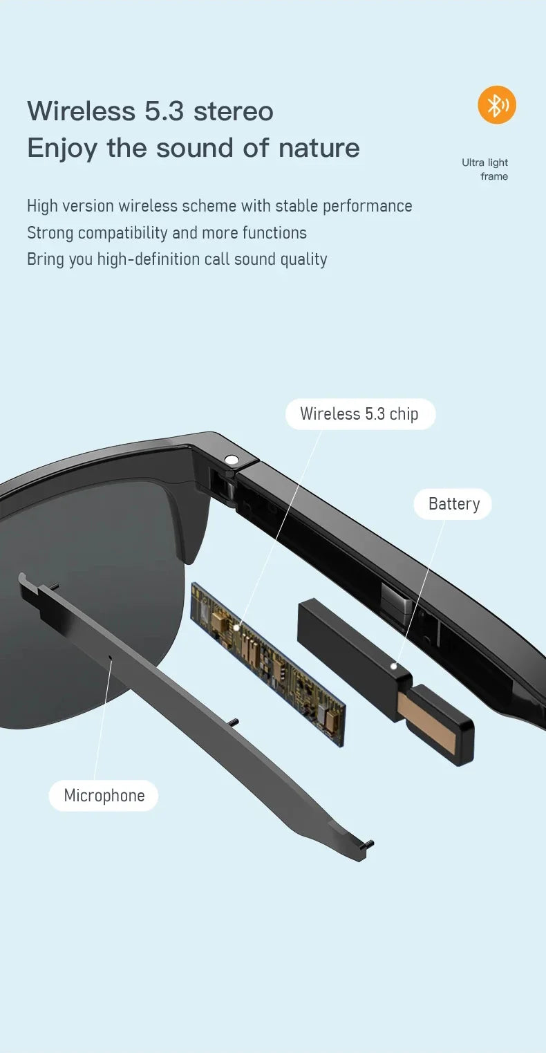 Smart Bluetooth 5.3 Sunglasses with Headphones