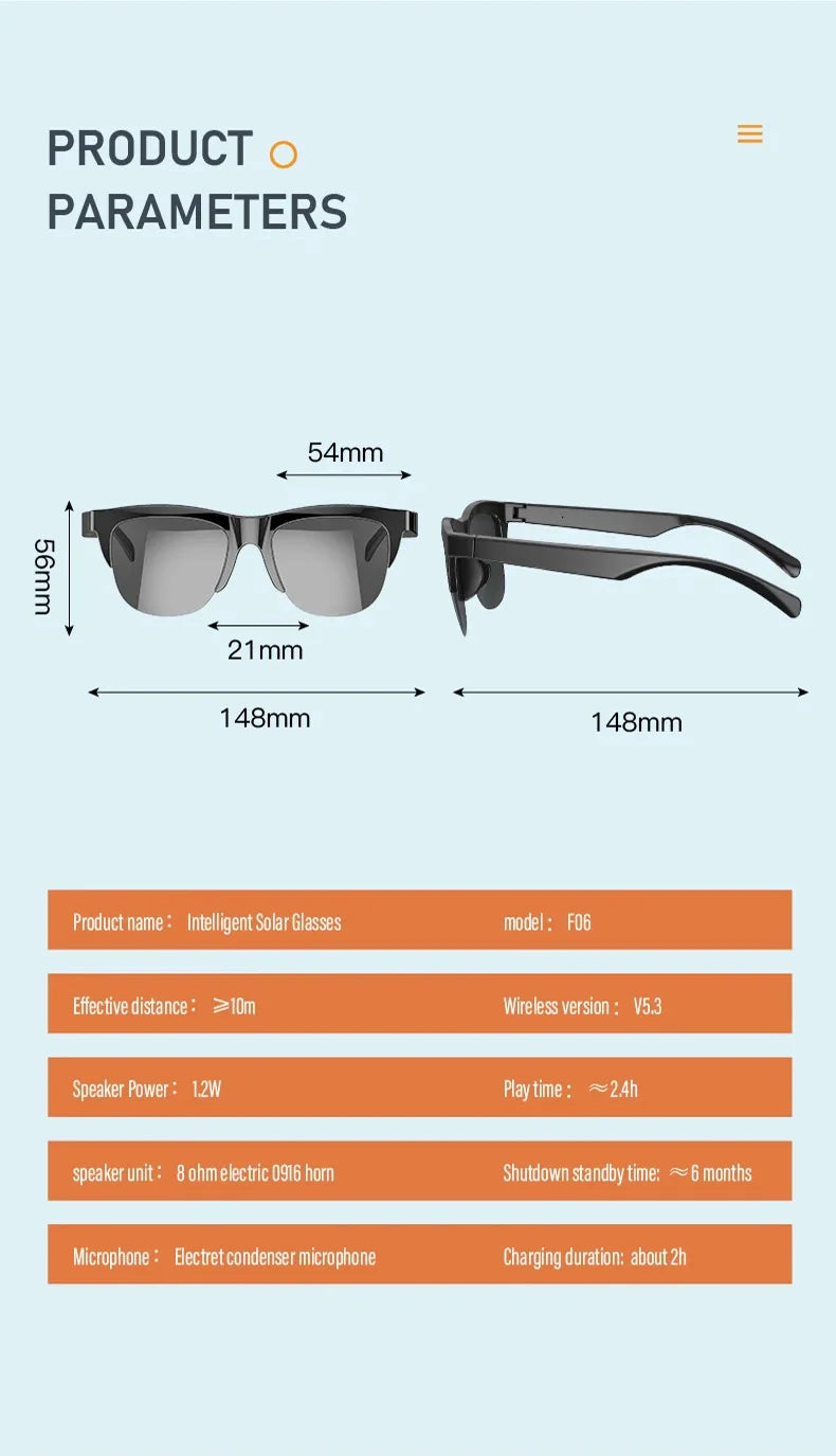 Smart Bluetooth 5.3 Sunglasses with Headphones