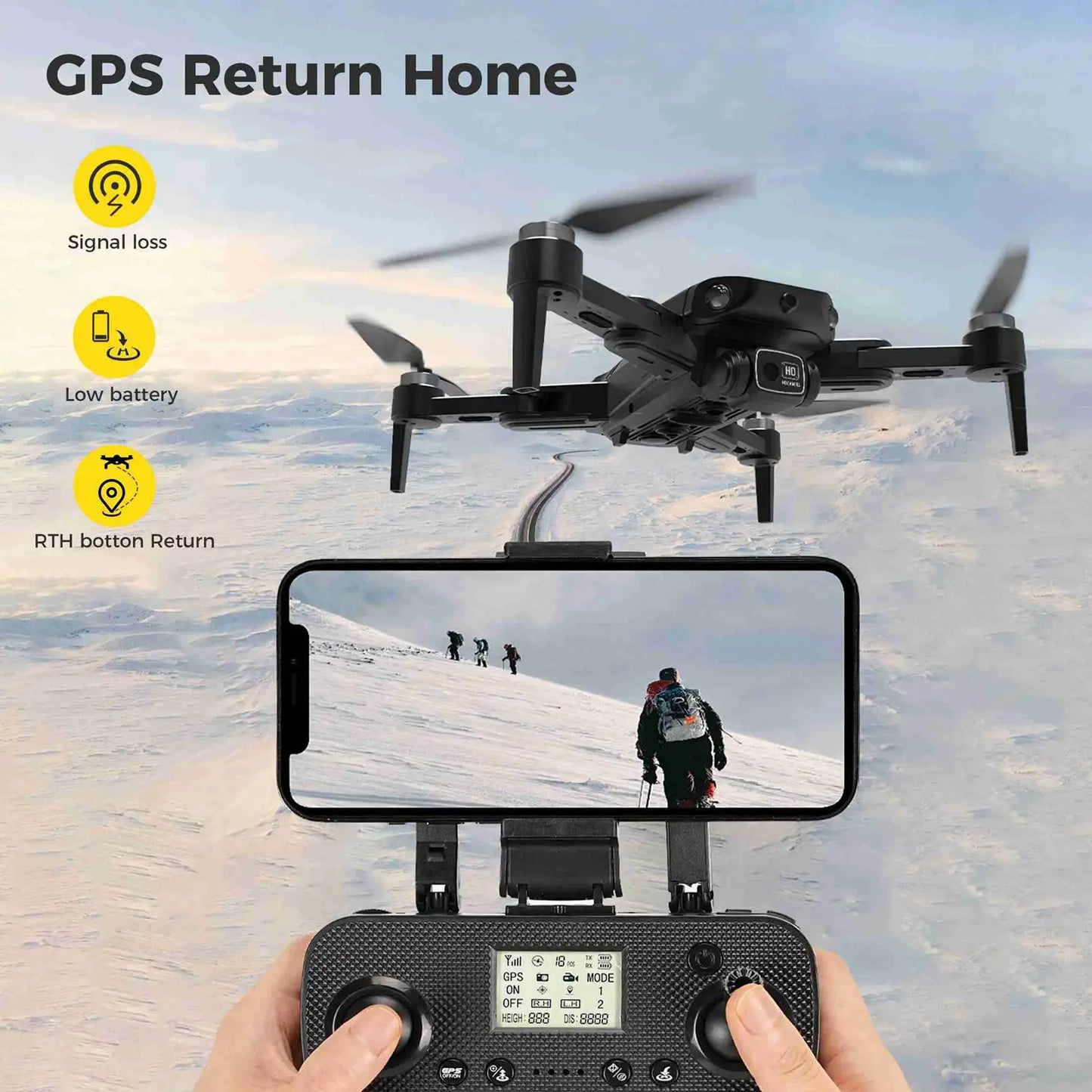 RC GPS Drone with Brushless Motor & 2 Batteries