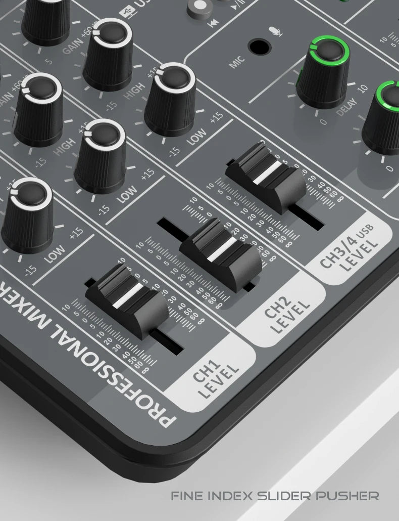 4-Channel USB Audio Mixer with Bluetooth & Phantom Power