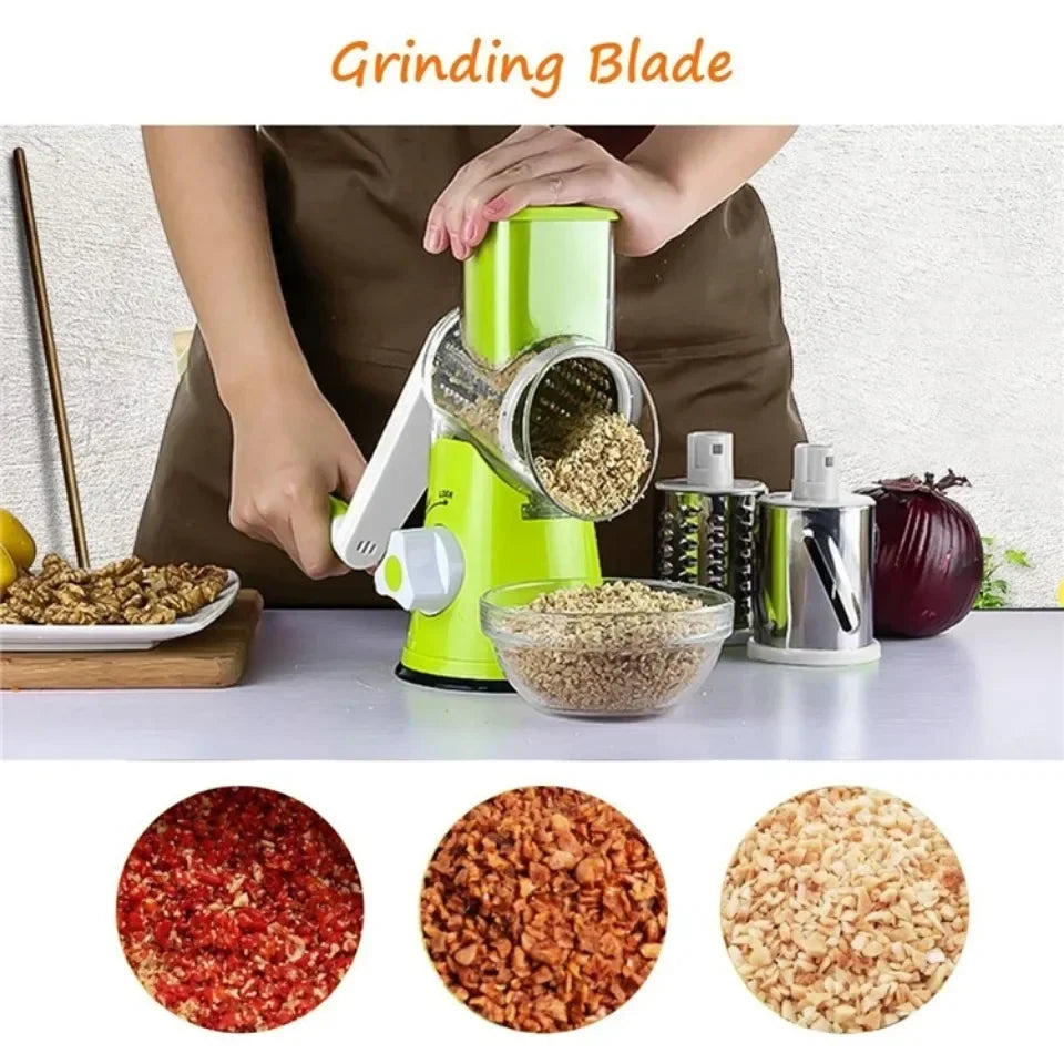 Manual Vegetable Cutter & Slicer with 3 Drums
