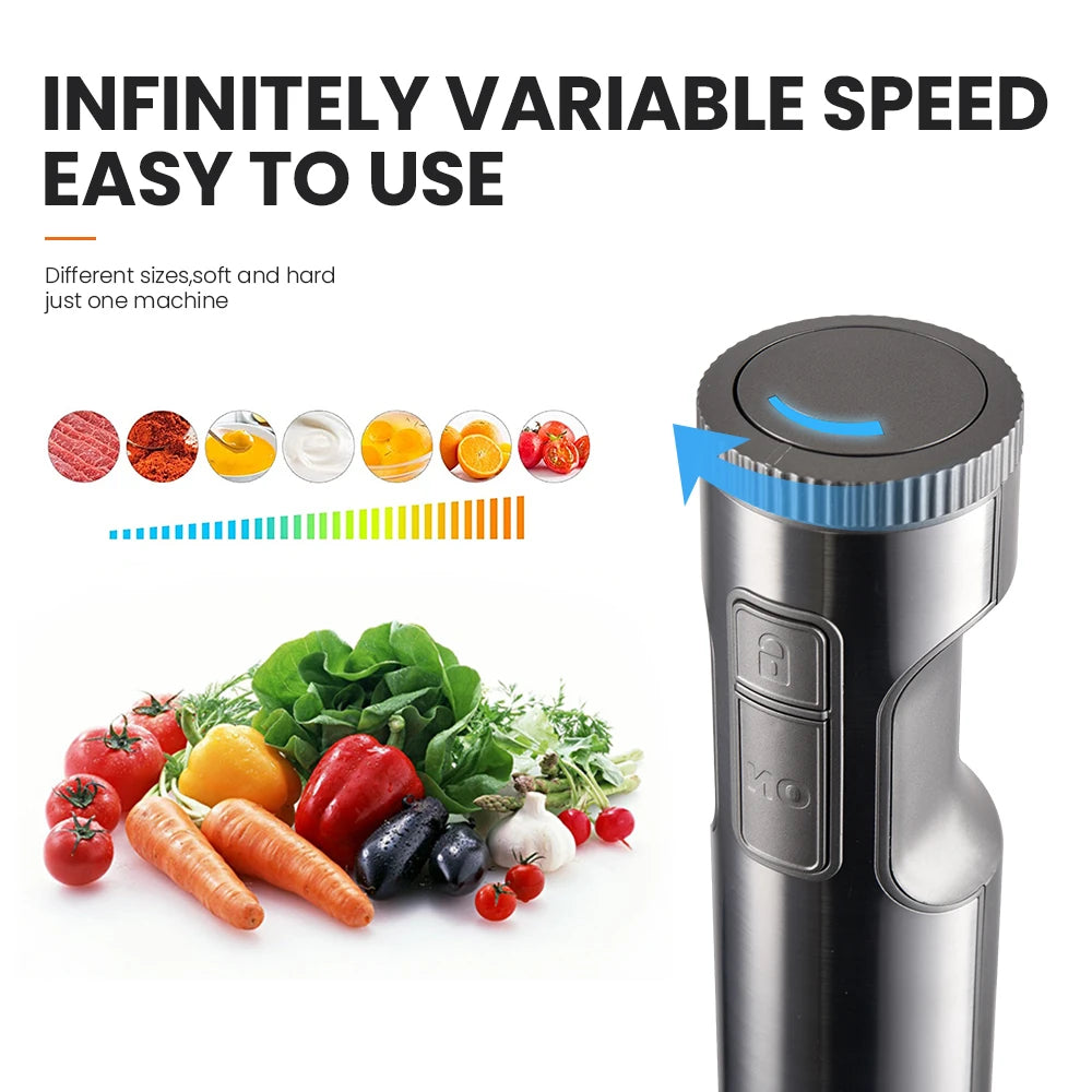 MIUI 4-in-1 Hand Blender – 1000W Immersion Stick Mixer with Beaker, Processor & Whisk