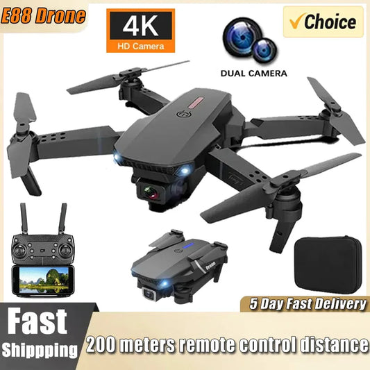 🚁 Professional E88 Drone – 4K Wide-Angle Camera | Foldable RC FPV Quadrotor