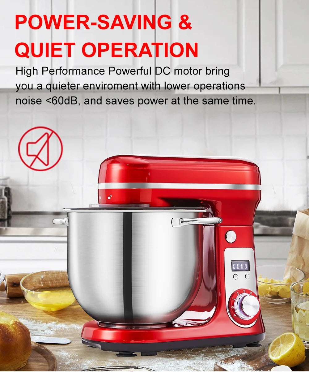 BioloMix 6L Stand Mixer – 1200W, 6-Speed Kitchen Mixer with Whisk, Dough Hook & Blender