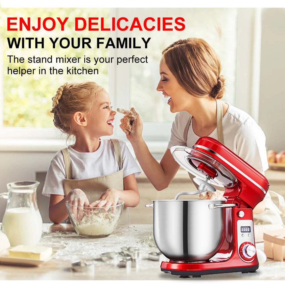 BioloMix 6L Stand Mixer – 1200W, 6-Speed Kitchen Mixer with Whisk, Dough Hook & Blender
