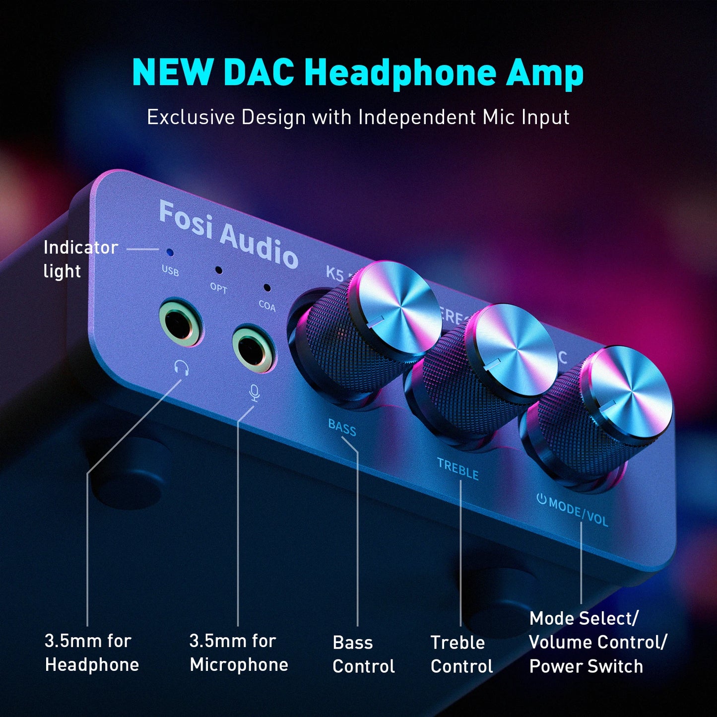 Fosi Audio K5 PRO USB Gaming DAC & Amp