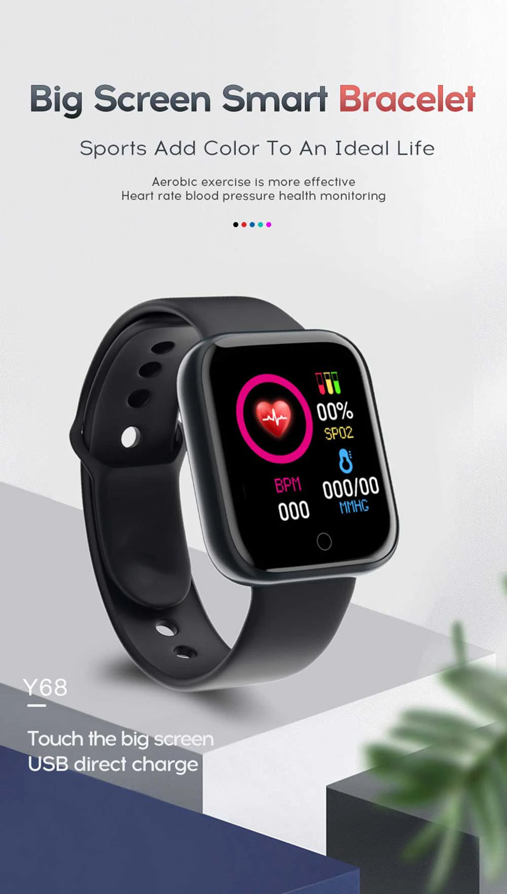 Y68 Multifunctional Bluetooth Smartwatch