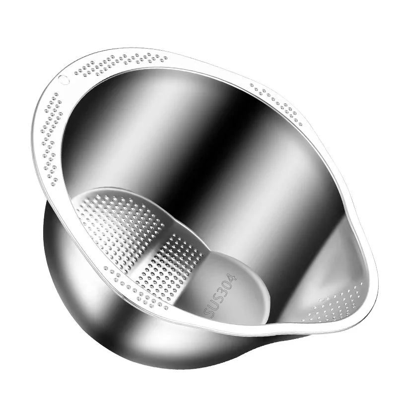 🍚 Rice Washer Strainer Bowl – Stainless Steel 304 Multipurpose Kitchen Tool