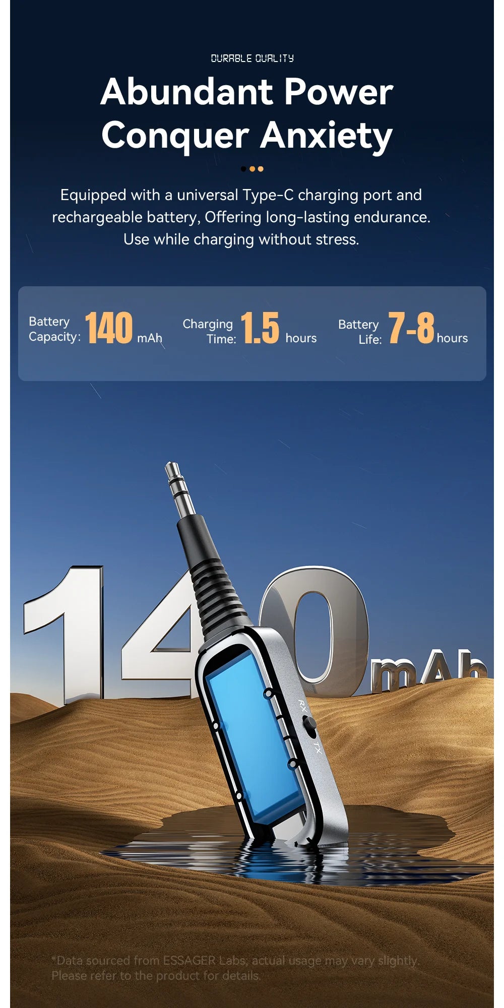 Essager 2-in-1 Bluetooth 5.1 Audio Adapter