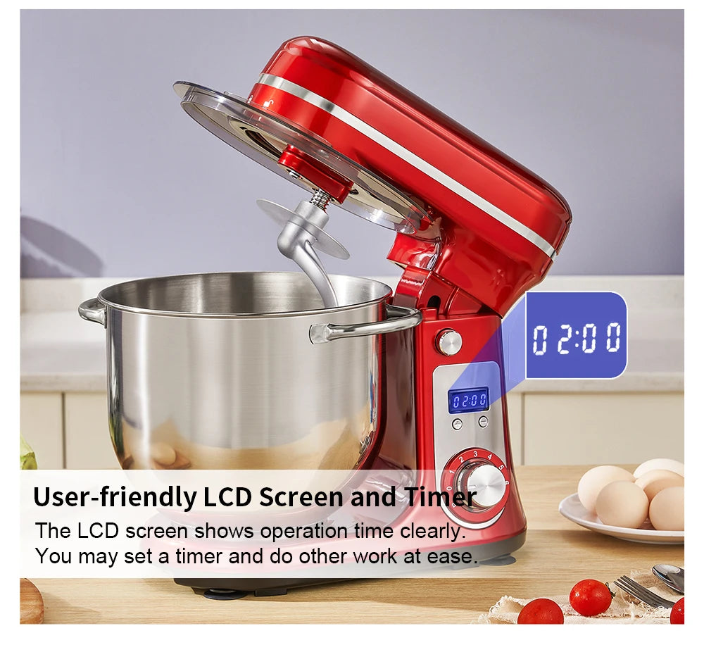 BioloMix 6L Stand Mixer – 1200W, 6-Speed Kitchen Mixer with Whisk, Dough Hook & Blender