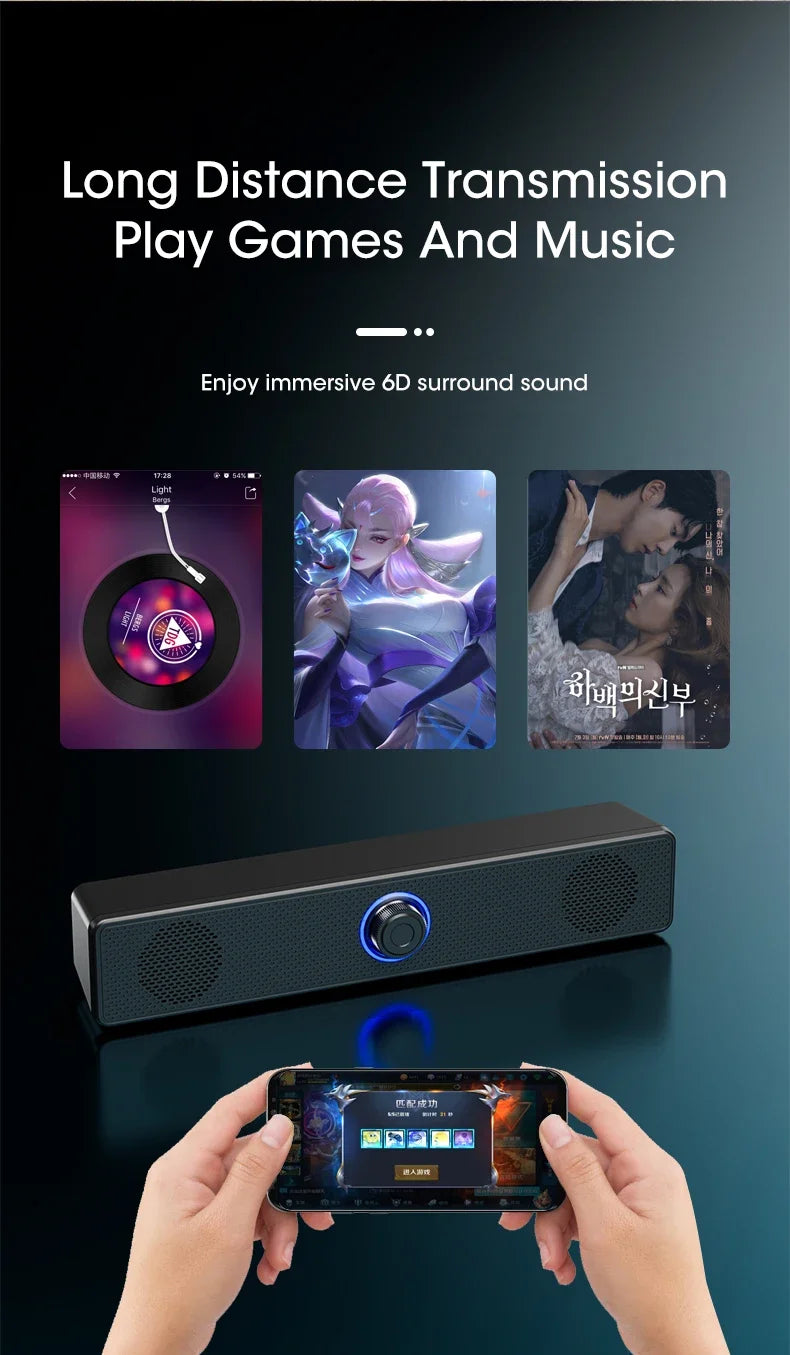 PC Bluetooth Soundbar Speaker – Wired & Wireless