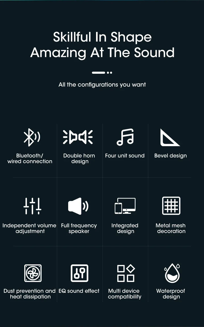 PC Bluetooth Soundbar Speaker – Wired & Wireless