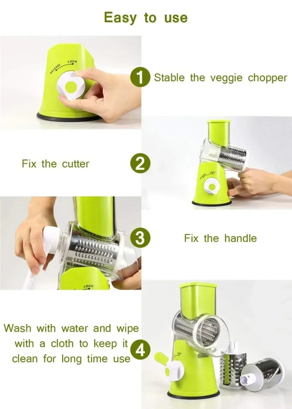 Manual Vegetable Cutter & Slicer with 3 Drums
