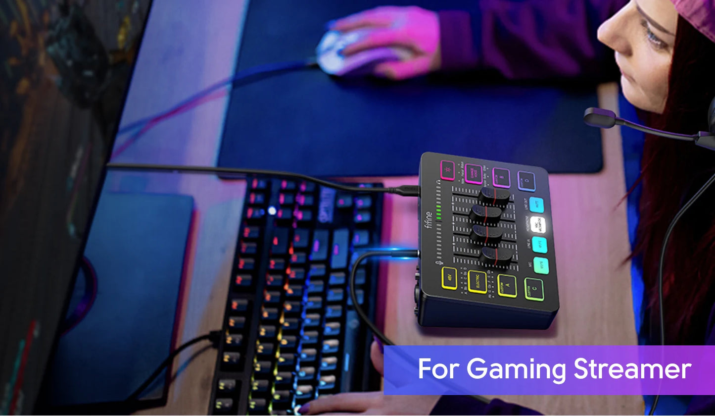 FIFINE SC3 4‑Channel RGB Gaming Mixer