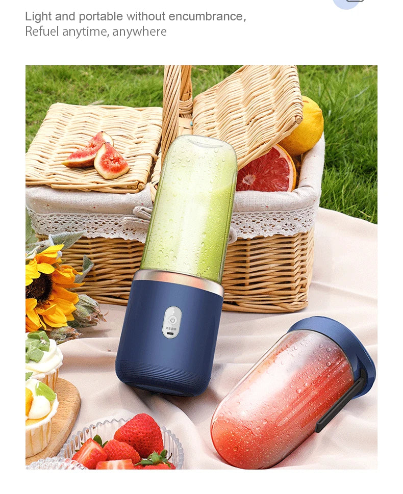 Portable Juicer Cup – USB Rechargeable 6-Blade Smoothie Blender Bottle