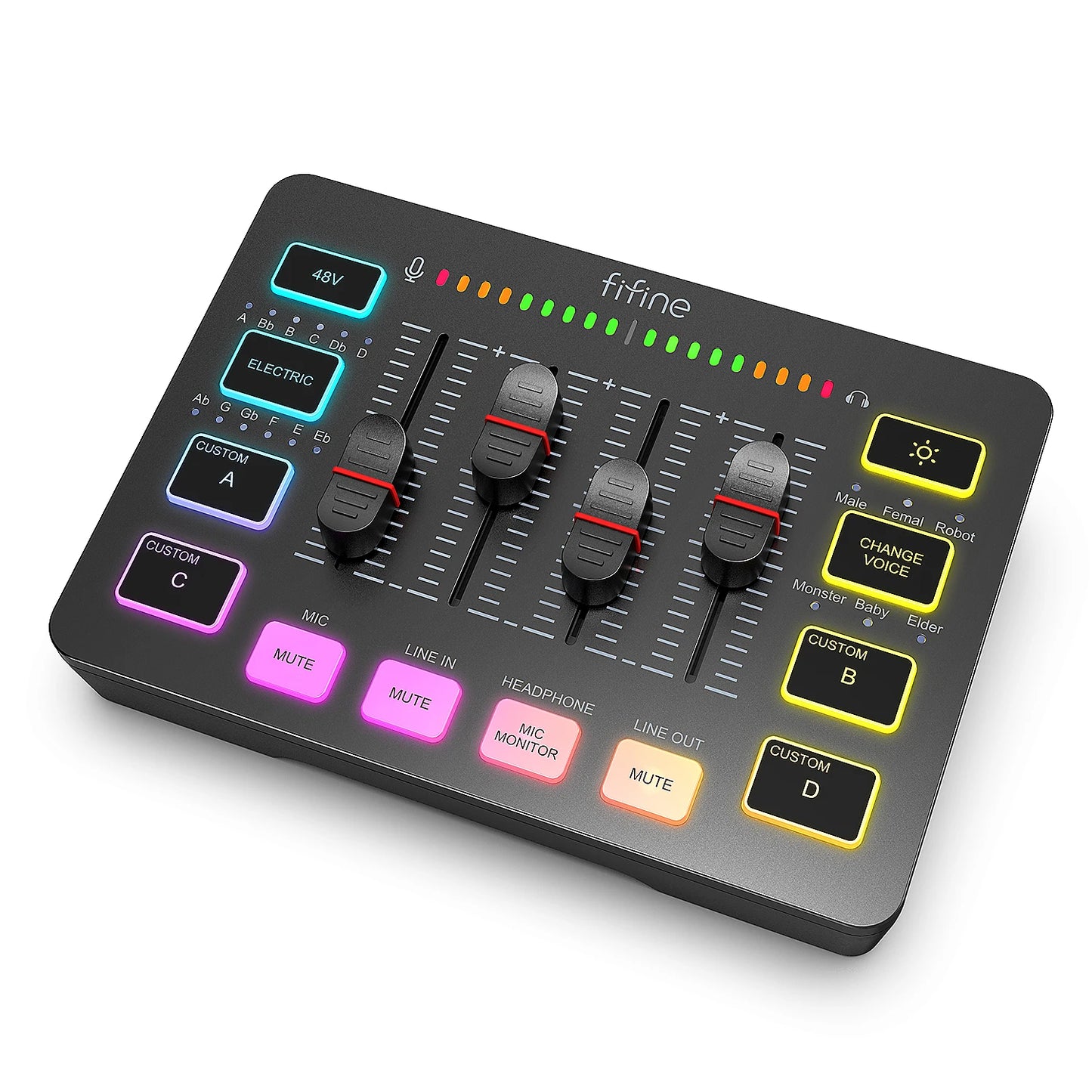 FIFINE SC3 4‑Channel RGB Gaming Mixer