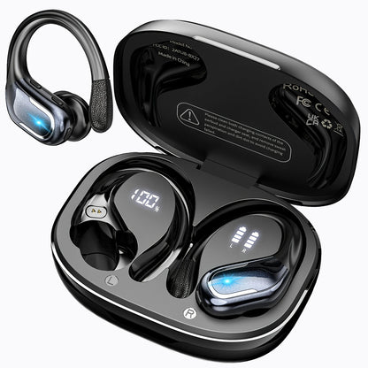 Wireless Earbuds For Running Sports Wireless Earphones With Earhooks, Dual-LED Display,Noise Cancelling Sports Headphones