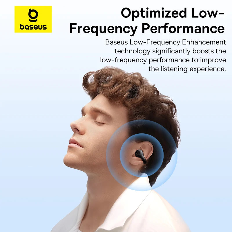 Baseus AirGo AS01 Ear Clip Bluetooth 5.3 Wireless Earphones – 2-Mic ENC Noise Reduction Sports Headphones