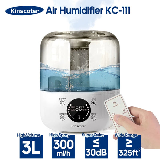 KINSCOTER 3L Large Air Humidifier with Remote & Timer