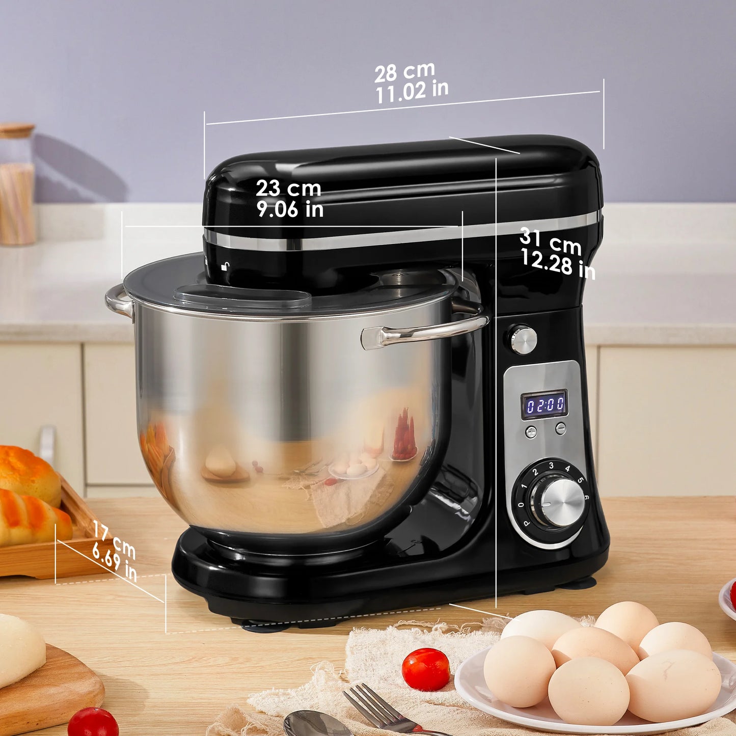 BioloMix 6L Stand Mixer – 1200W, 6-Speed Kitchen Mixer with Whisk, Dough Hook & Blender