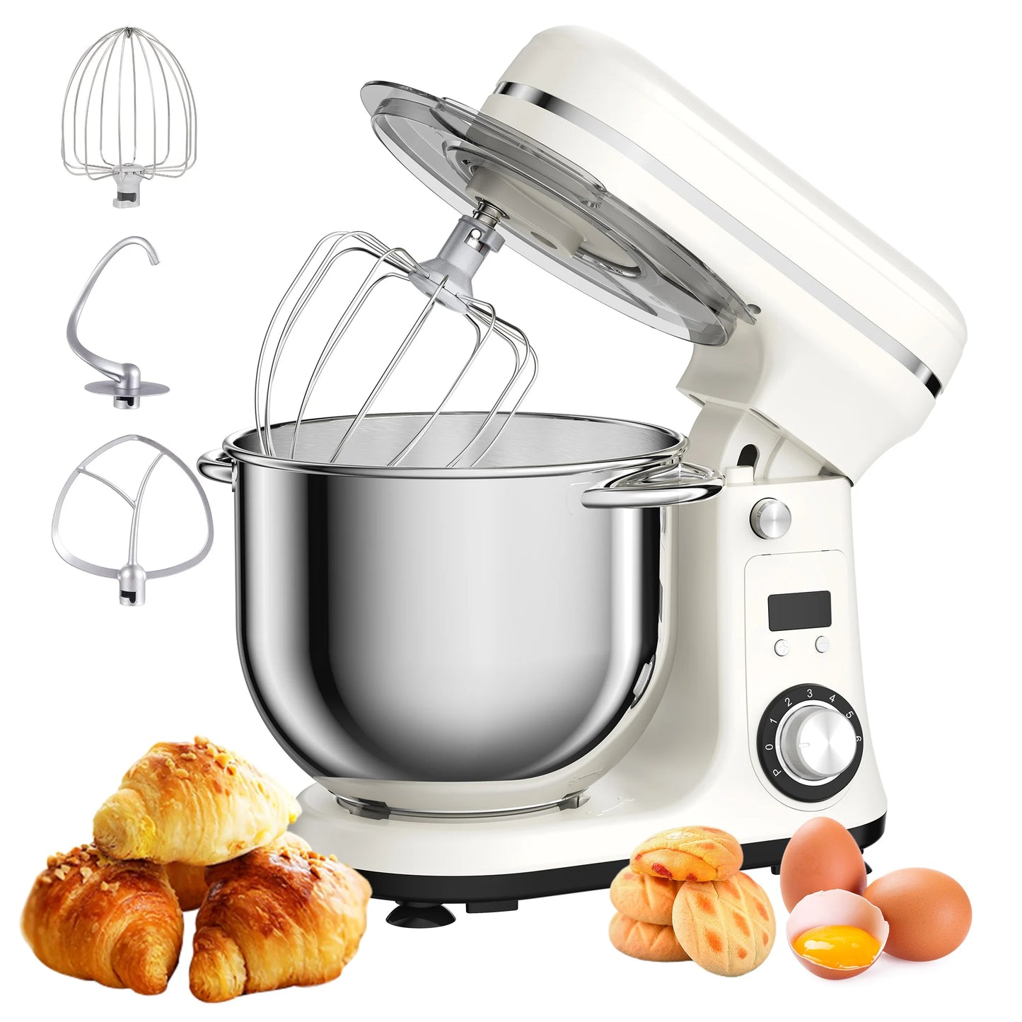 BioloMix 6L Stand Mixer – 1200W, 6-Speed Kitchen Mixer with Whisk, Dough Hook & Blender