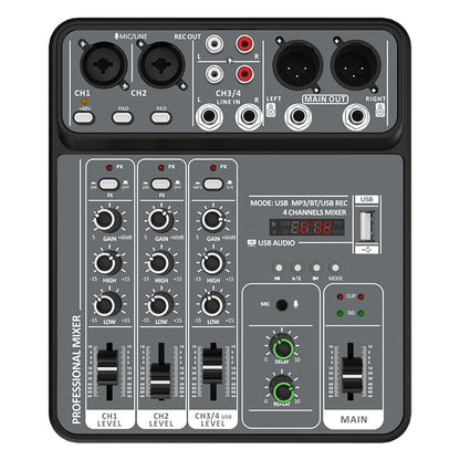4-Channel USB Audio Mixer with Bluetooth & Phantom Power