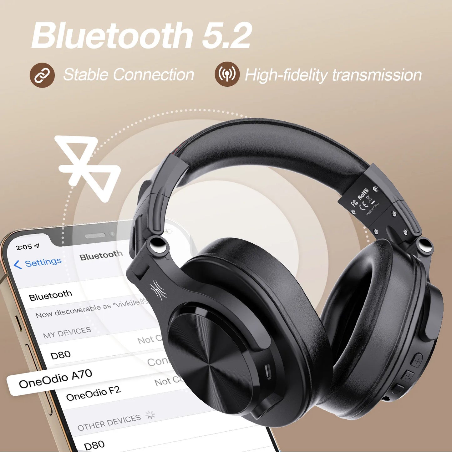 OneOdio A70 Bluetooth Studio Headphones
