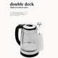 1.8L Electric Kettle Stainless Steel Double Layer Glass Health Preserving Pot Electric Water Heater with Blue Led Light Kitchen