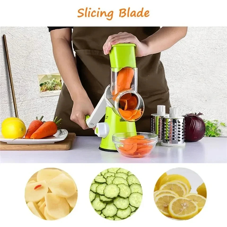 Manual Vegetable Cutter & Slicer with 3 Drums