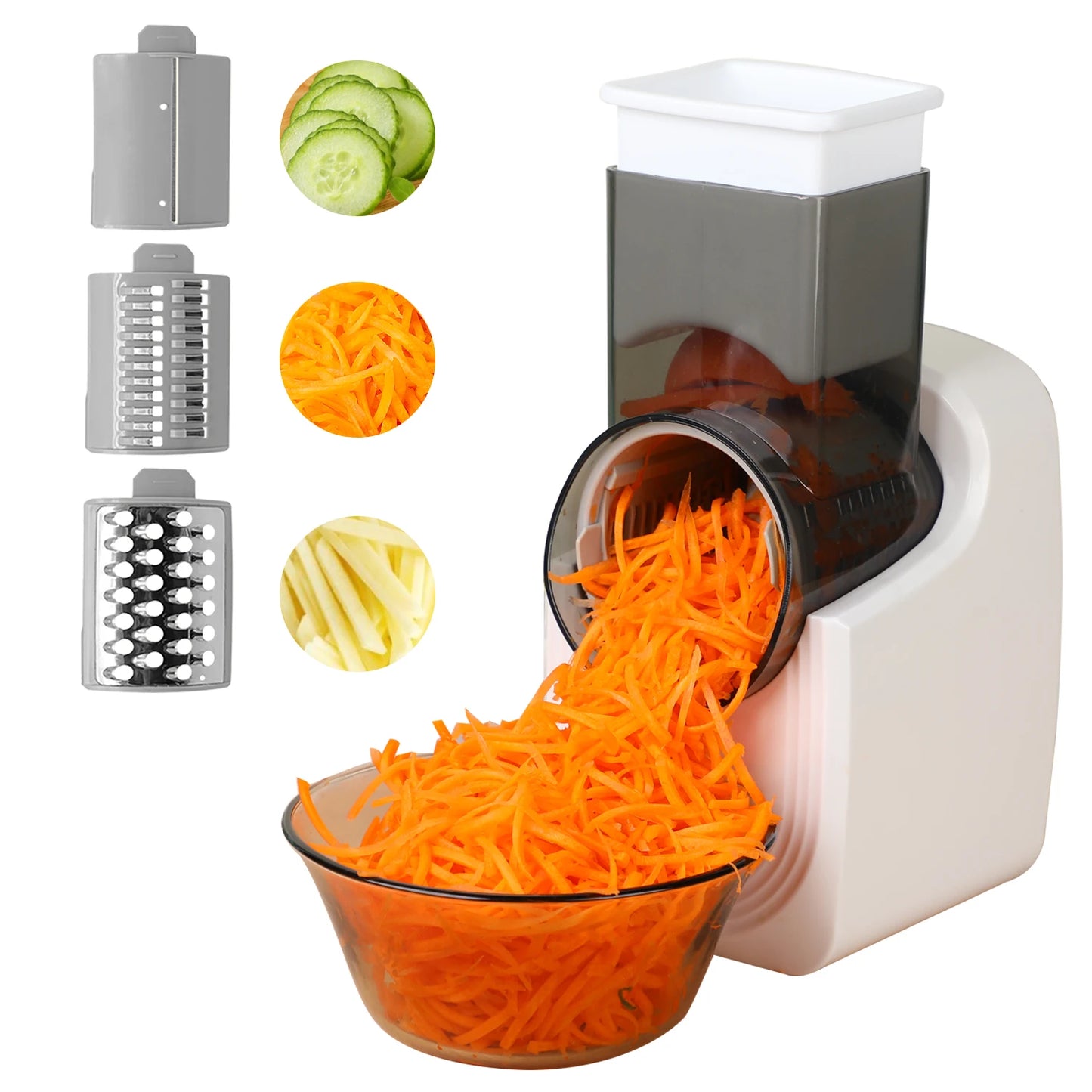 Electric Cheese Grater & Vegetable Slicer – 4-in-1 Salad Maker & Food Processor