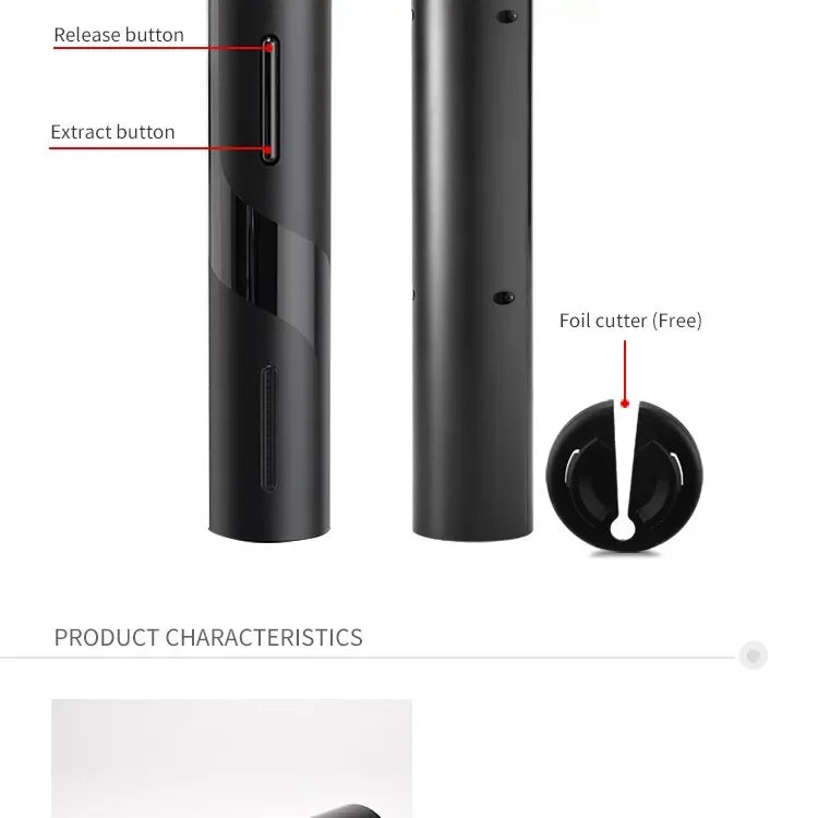 Electric Wine Opener – Automatic Corkscrew with Foil Cutter for Red Wine Bottles