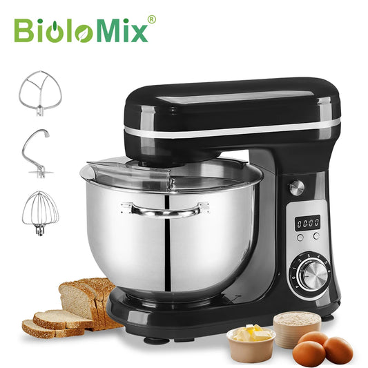 BioloMix 6L Stand Mixer – 1200W, 6-Speed Kitchen Mixer with Whisk, Dough Hook & Blender