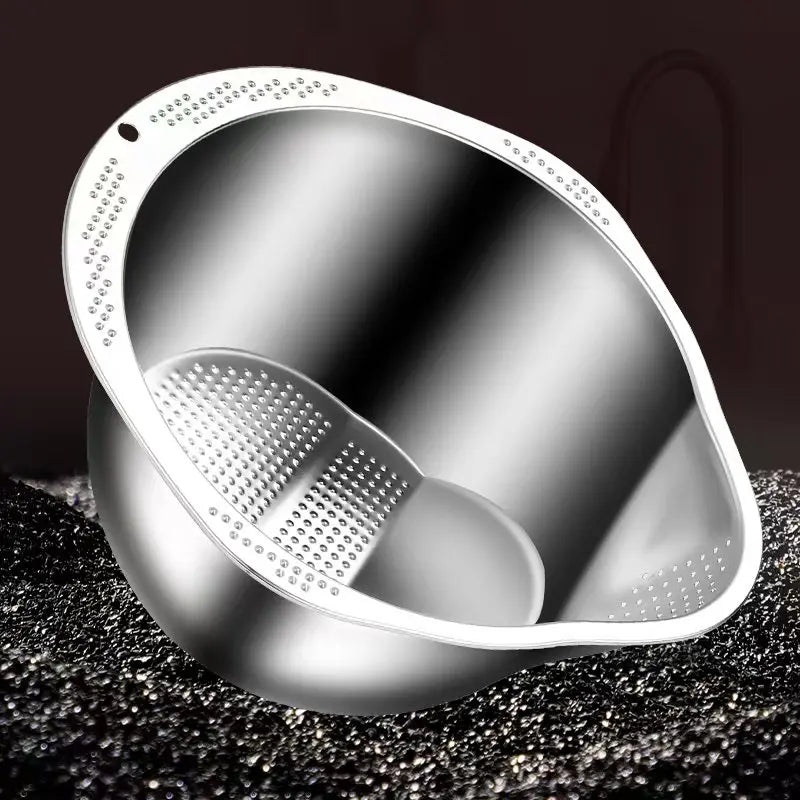 🍚 Rice Washer Strainer Bowl – Stainless Steel 304 Multipurpose Kitchen Tool